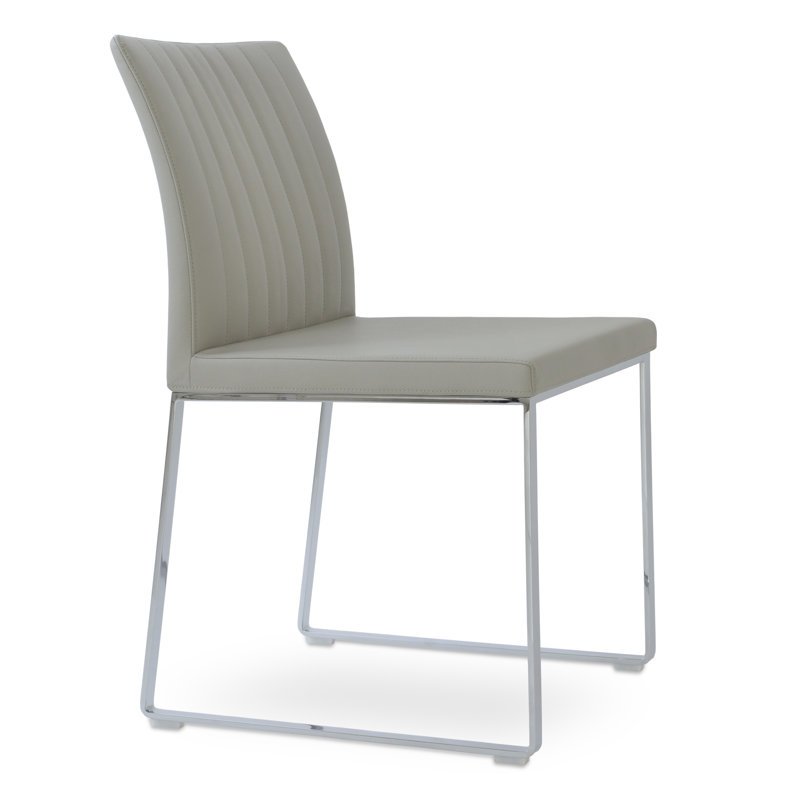 Chaise de salle à manger Zeyno, Gris clair, Chrome
