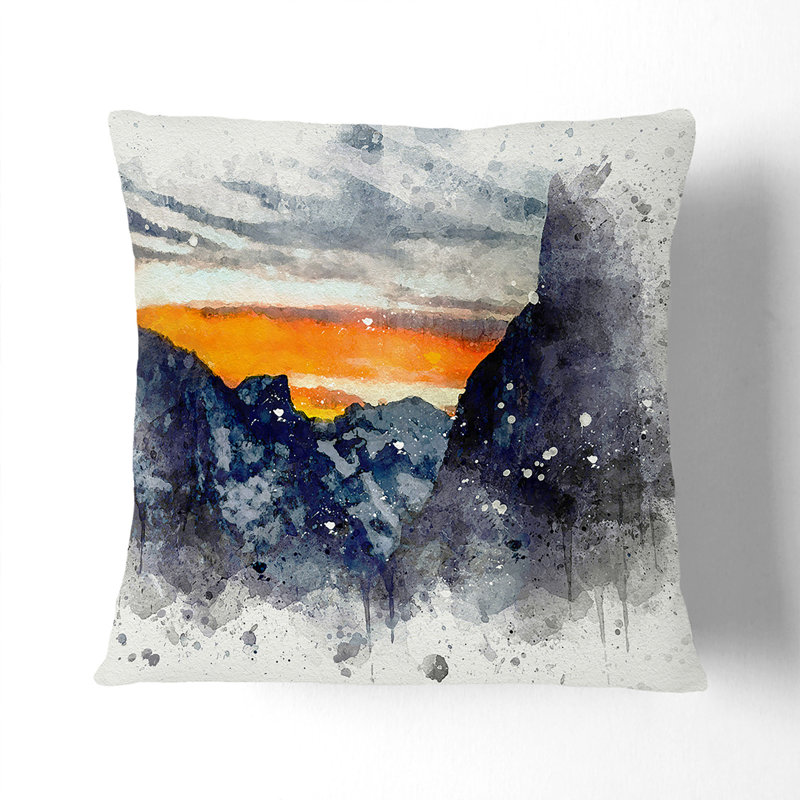 Sunset over Yosemite Cushion with Filling, 55cm H x 55cm W x 20cm D, White