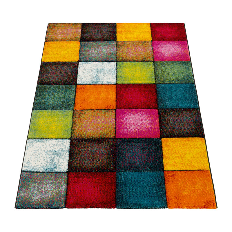 Tapis multicolore en polypropylène tissé à la machine Fimmie, Rectangle 5 pi 3 po x 7 pi 7 po