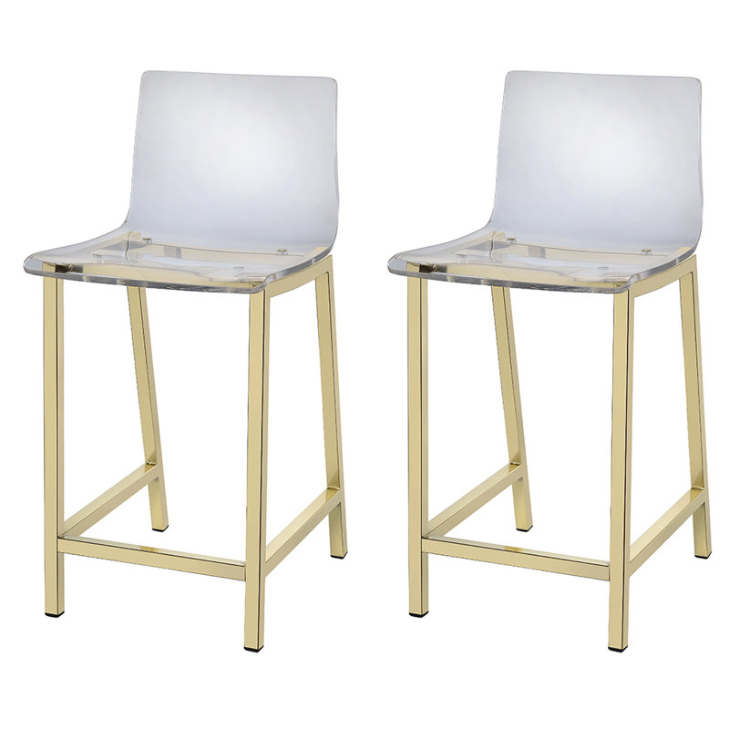 Cyrus Counter Stool with Metal Frame, Gold, Counter Stool (24" Seat Height)