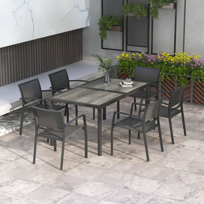 Arcadia Rectangular 7 - Piece 6 - Person 87Cm L Outdoor Table Set