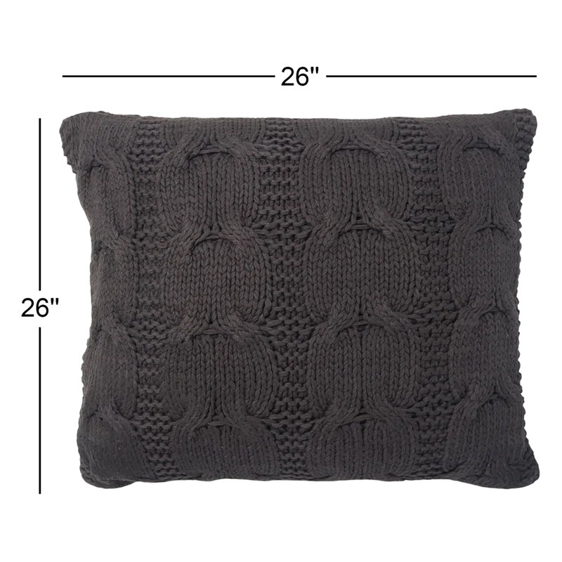 Michaela Euro Pillow Cover, 26"H x 26"W, Steel Gray
