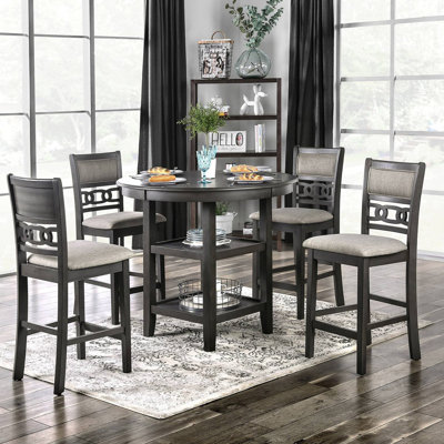 42.4"W & 18.9"W Transitional 5 Pc. Counter Ht. Table Set, Gray