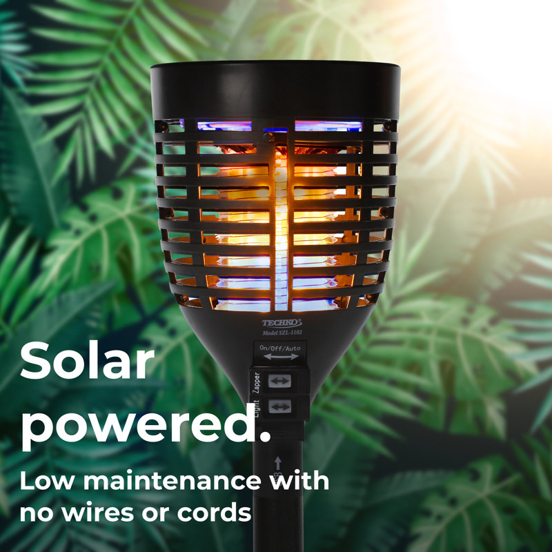 Solar Black Bug Zapper Torch with Easy-Clean Brush
