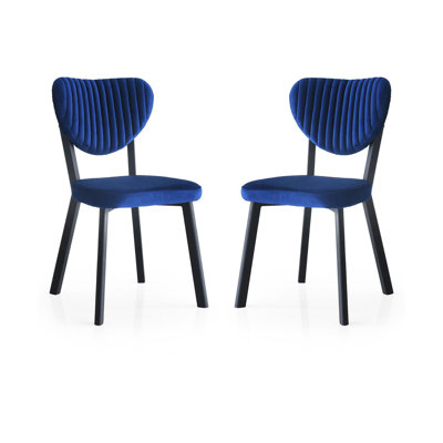 Ensemble de chaises modernes bleu marine (2 pièces), 18,1 po x 21,3 po x 33,9 po | Structure 100% fer teinté statique, siège 100% panneau de particules enduit de mélamine, dossier 100% contreplaqué | Conception élégante et durable, parfaite pour la maison ou le bureau