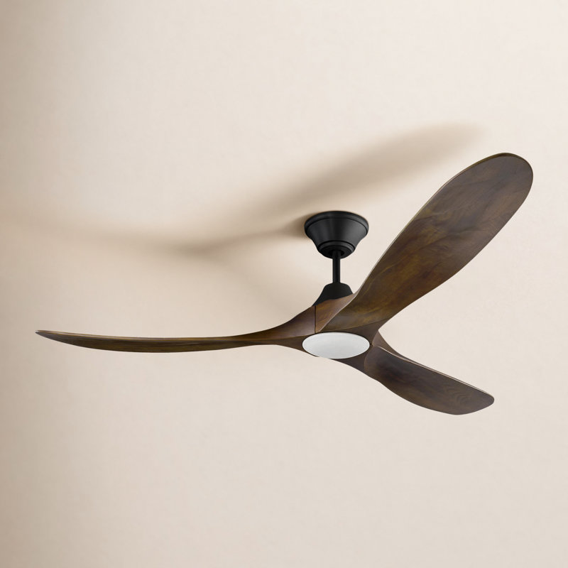 Ceiling Fan with LED Lights, Matte Black with Dark Walnut Blades, 60 inches