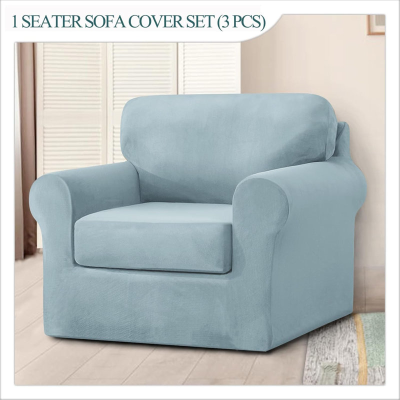 Sofa Cover With Separate Seat Cushions And Backrests Stretch Velvet Sofa Slipcover Couch Covers Furniture Protector Split Combined (1 Seat Set 3 PCS)
