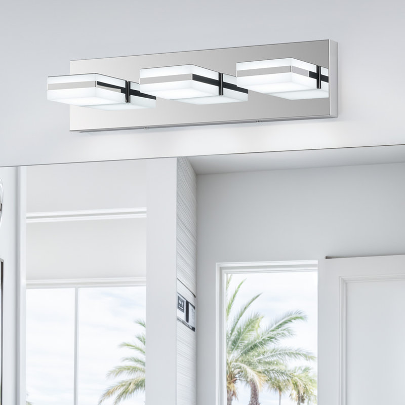 CCT Adjustable Modern LED Vanity Light with Memory Function Rotatable Shades, Chrome, 3