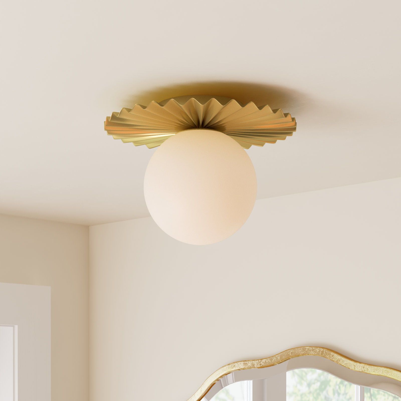 Abbey Glass Flush Mount, Brushed Gold