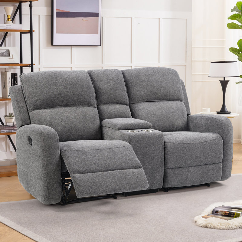 Causeuse inclinable manuelle 70 po de largeur avec console centrale