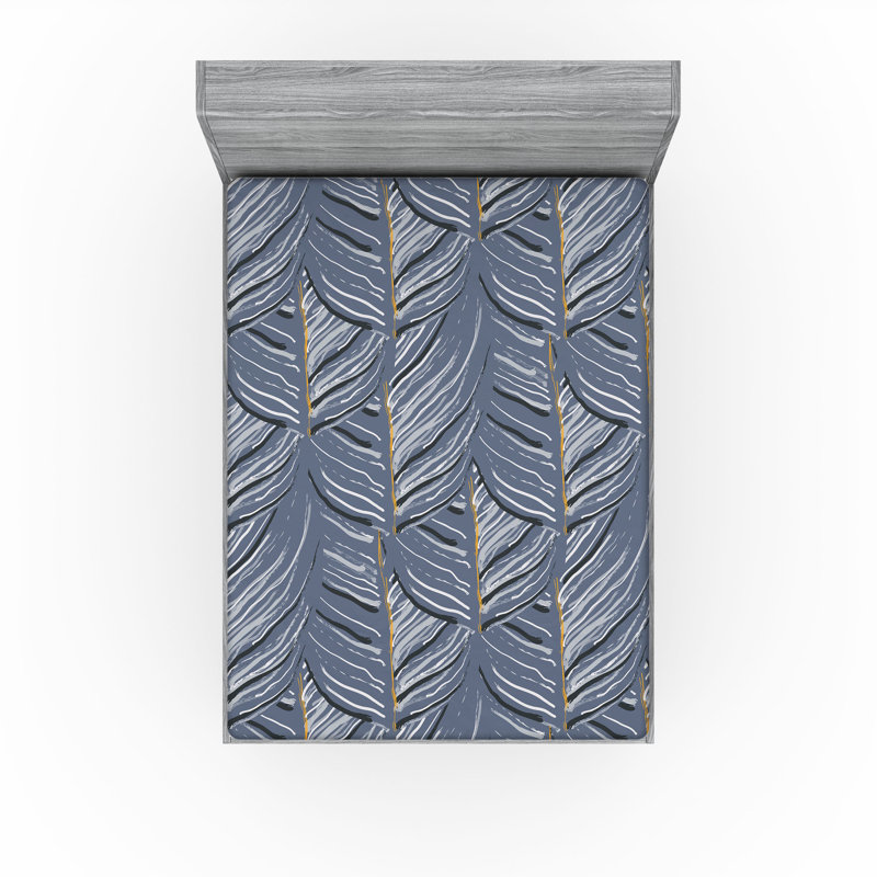 Drap-housse rustique Ambesonne, Drap-housse de taille très grand, Bleu ciel foncé, jaune souci / floral