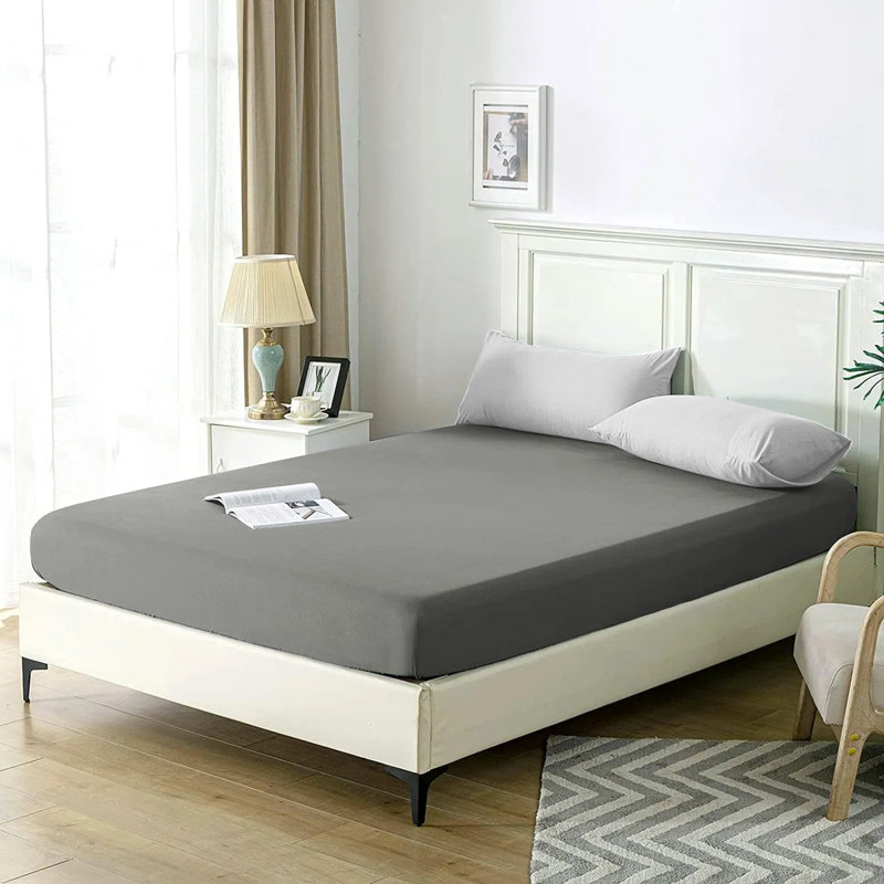 Sulltane Ultrasoft Cotton Blend Jersey Knit Fitted Sheet, Double (4'6), Grey