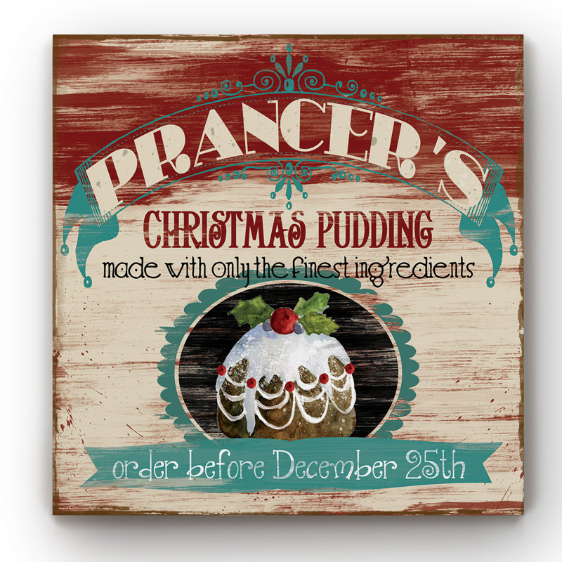 « rétro pub : xmas pudding », impression sur toile tendue, H 16 po x l 16 po x P 1 po
