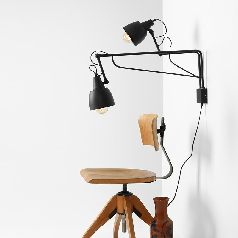 Chipps Swing Arm Sconce, Black