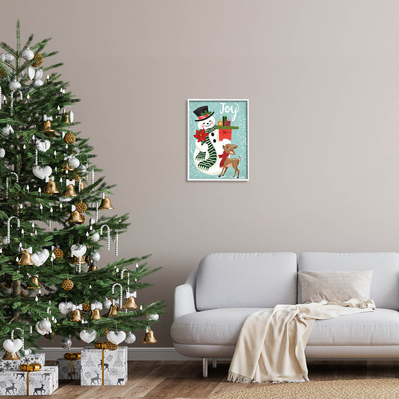 Joy Joy Snowman Holiday at-124, H 20 po x l 16 po x P 1,5 po, Giclée encadrée blanc bord de mer