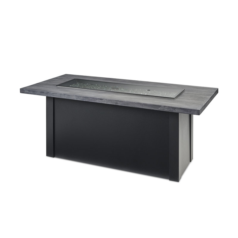 Havenwood Rectangle Smokeless Fire Pit Table with Hidden Fuel Tank, 24.5" H x 62" W x 30" D, Gray/Black
