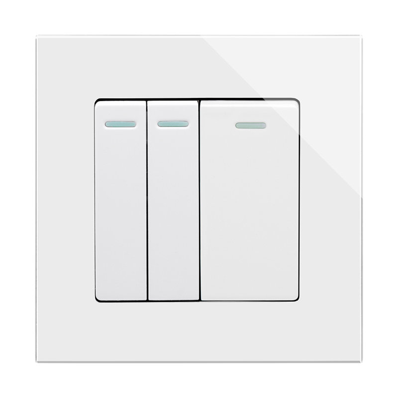 Crystal PG 3 Gang Rocker Light Switch Black (2X2way/1Xint), White