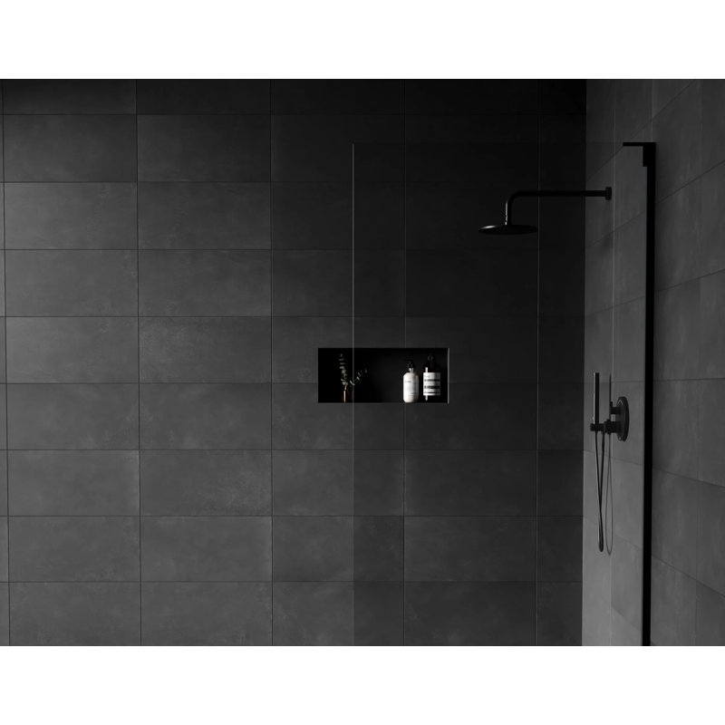 Wave 12" x 24" Porcelain Wall & Floor Tile, Coal