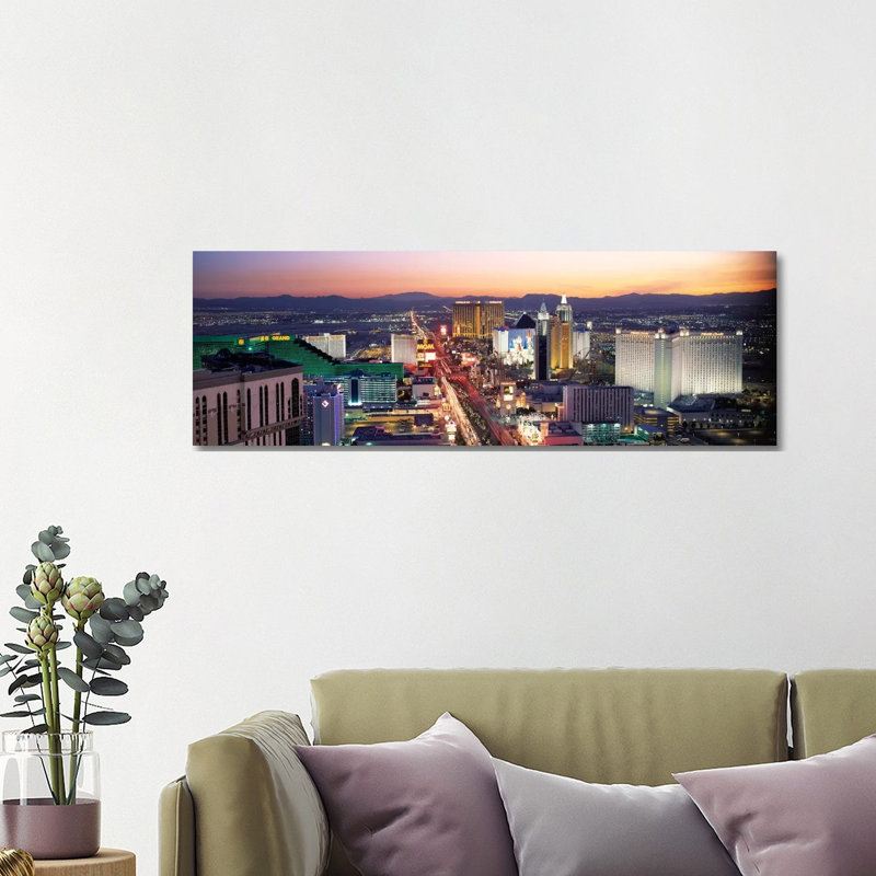 The Strip Las Vegas NV USA by Panoramic Images - Wrapped Canvas Panoramic Print, 121.92 cm H x 40.64 cm W x 1.91 cm D