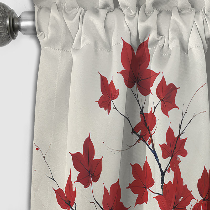 Red Leaves Scarlet Simplicity - Rideau à feuilles - Rideau occultant à motif floral - 1 panneau, L 52 po x L 84 po