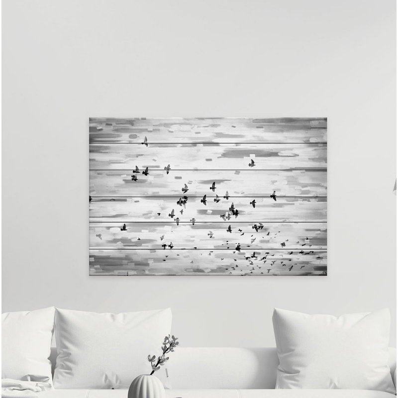 «Marsden Birds», reproduction de peinture à l'acrylique sur bois, H 40 po x l 60 po x p 1,5 po