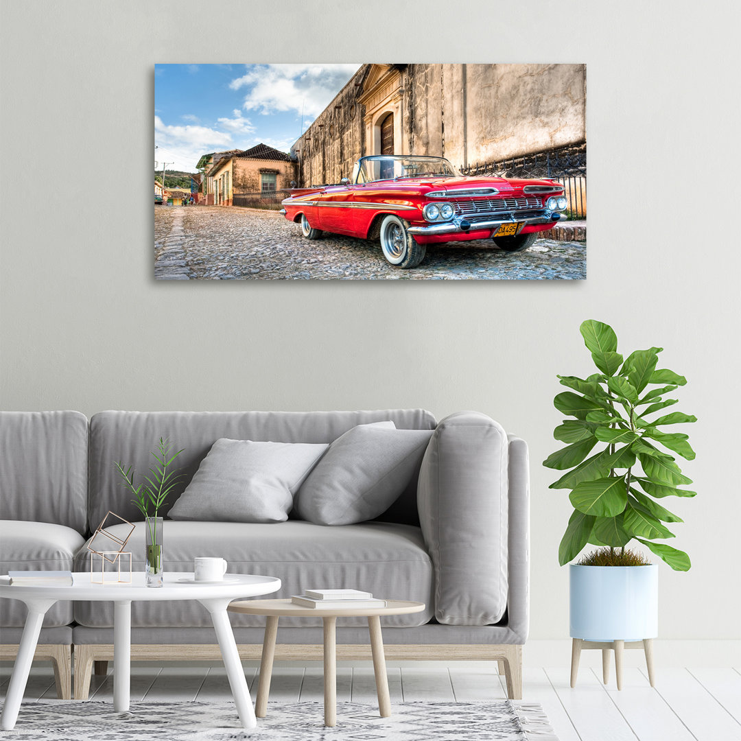 Roter Chevrolet - Kunstdrucke auf Leinwand - Wrapped Canvas