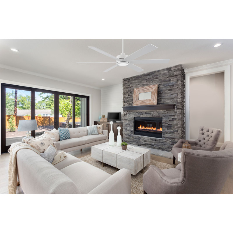 Sixer 64 in. 6 Blade Matte White Ceiling Fan, 64" Wide, 132 RPM