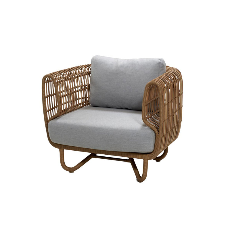 Nest Patio Chair with Cushions, Light Gray, Natural