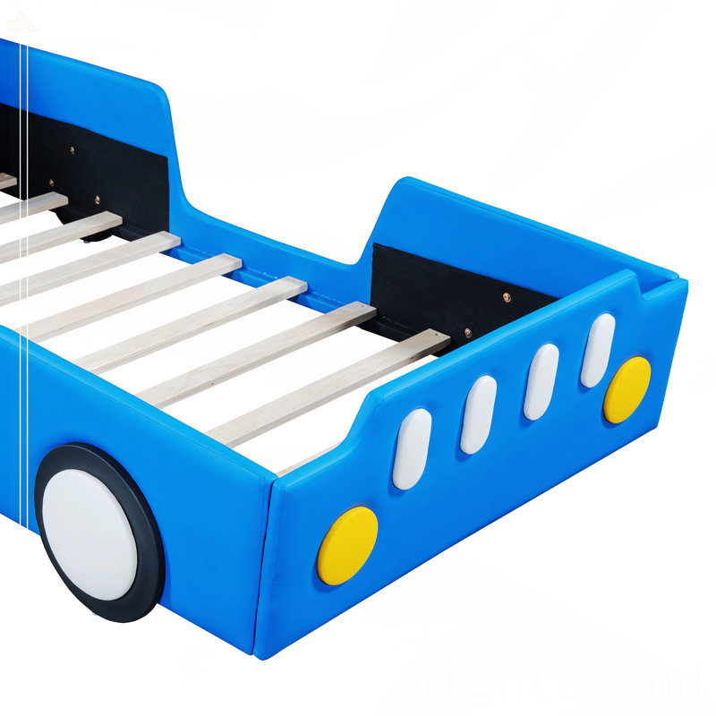 Lit plateforme simple avec roulettes, Bleu