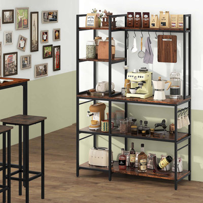 Table basse à 5 niveaux Bakers Rack avec 10 crochets en forme de S et prises de courant