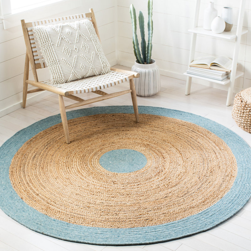 Nott Hand Woven Jute/Wool/Cotton Rug in Natural, Round 5'