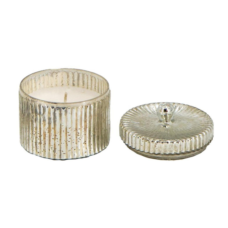 5" Silver Antique Earl Grey Scented Soy Candle with Lid