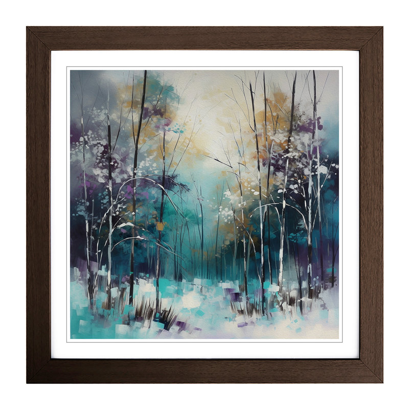 Winter Forest Colour Field No.2 - Single Picture Frame Print on Wood, Walnut