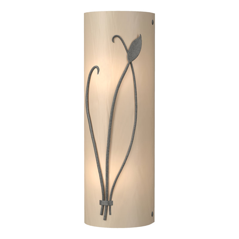Leaf 2 - Light Flush Mounted Sconce, Natural Iron, White Art Glass, Right