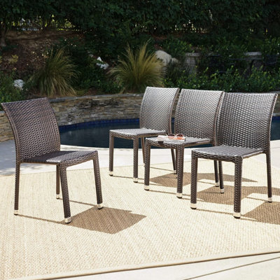 Chaise sans accoudoirs empilable avec structure en aluminium et brun, l 17,76 po x P 24,87 po, H 33,21 po Weather