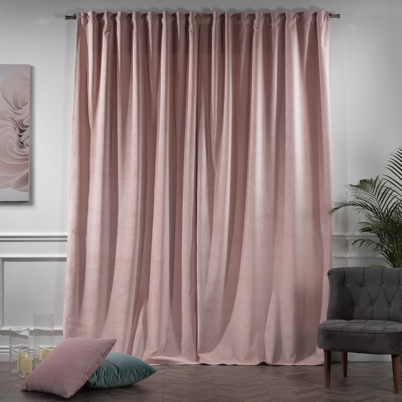Rideau simple extra long et extra large en velours mat luxueux, 76 Flamant rose, L 52 po x L 95 po