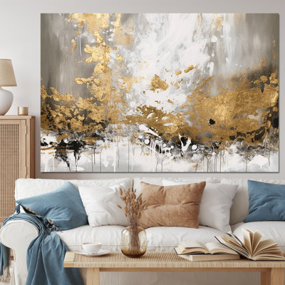 Gold and White Abstract - Abstract Wall Art