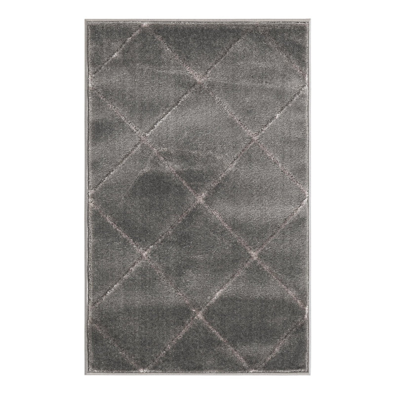 Tapis à carreaux gris et argent Latitude Run® Novica, Rectangle 2 pi x 3 pi 1 po