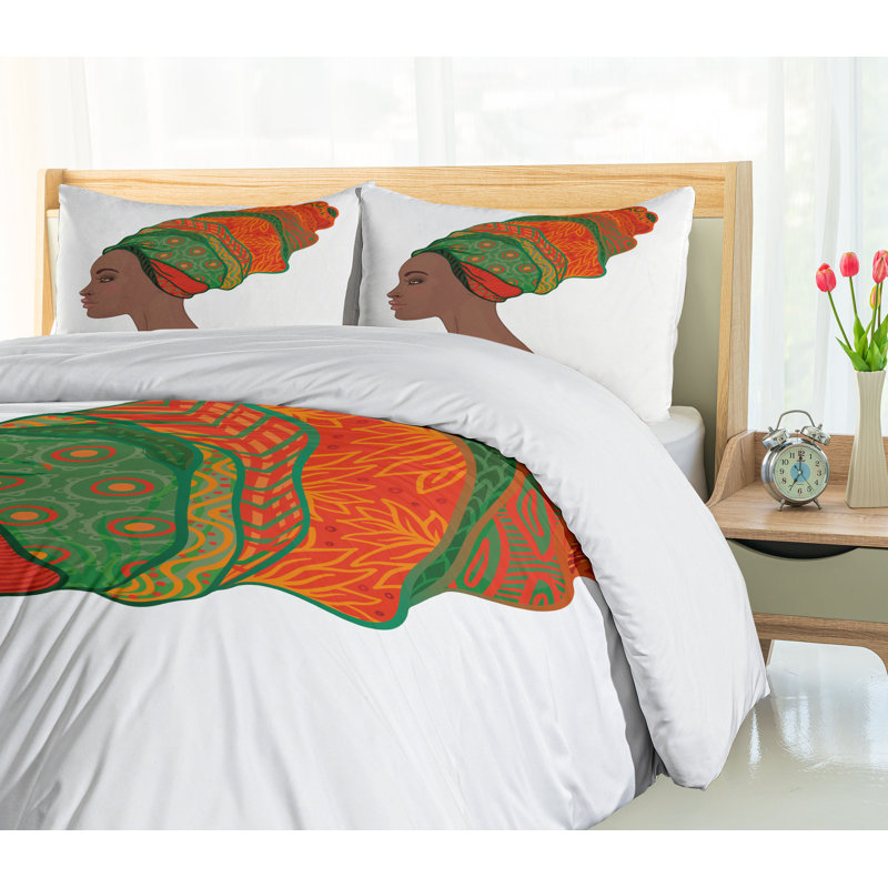Twin Scarlet Green Chocolate African Duvet Cover Set
