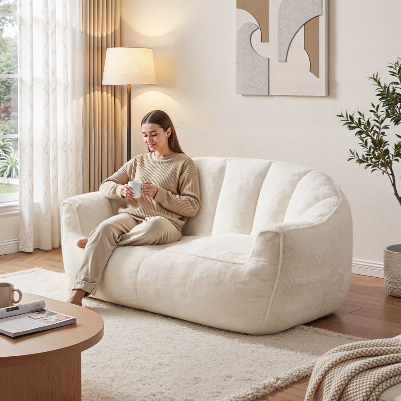 Oversized Bean Bag Chair, Plush Faux Fur Large Lounger