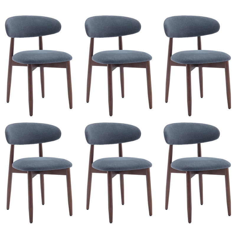 Chaise d'appoint rembourrée en bois massif Solon, Bleu