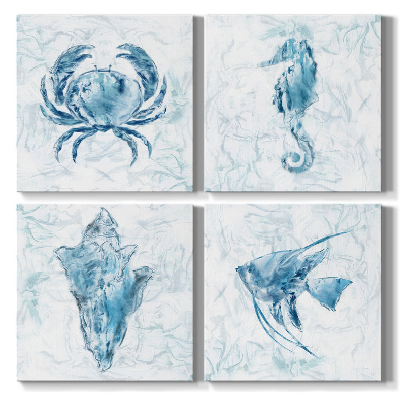 Ensemble de 4 reproductions d'art sur toile encadrées, H 16 po x l 16 po x P 4,5 po