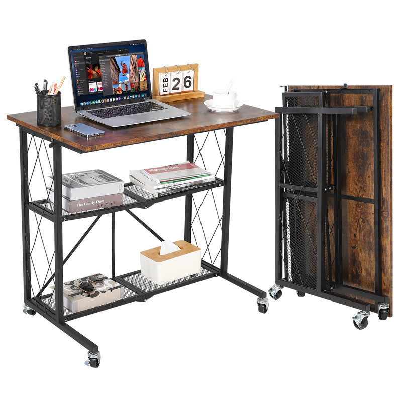 Metal Base Computer Desk, Brown