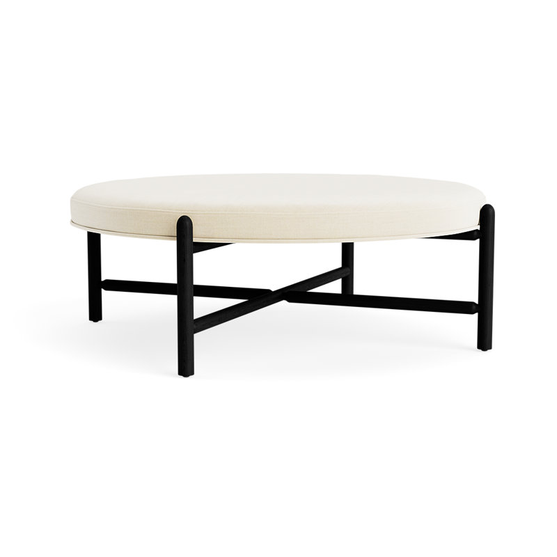 Vane 48" Round Ottoman, Cream, Black