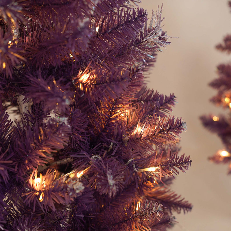 Arbre de Noël artificiel régulier (double) avec aiguilles mauves
