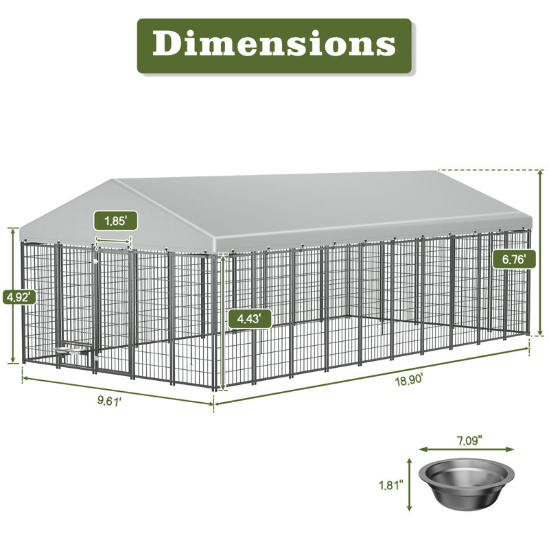 Grand enclos extérieur pour chien avec enclos de toit