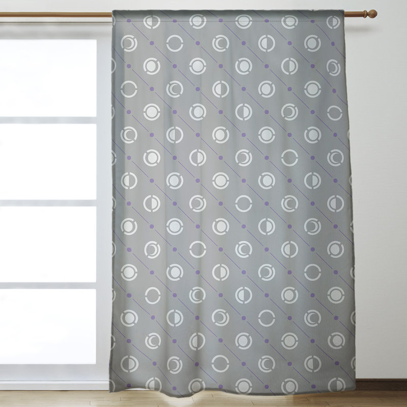 Panneau de rideau simple obscurcissant et isolant avec passe-tringle classique Moon phases, Mauve / Gris / Blanc