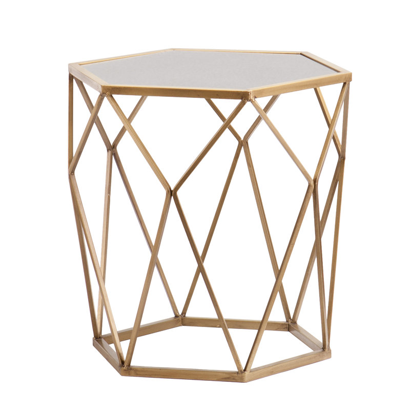 Zakariyah Mirrored Glass Top End Table