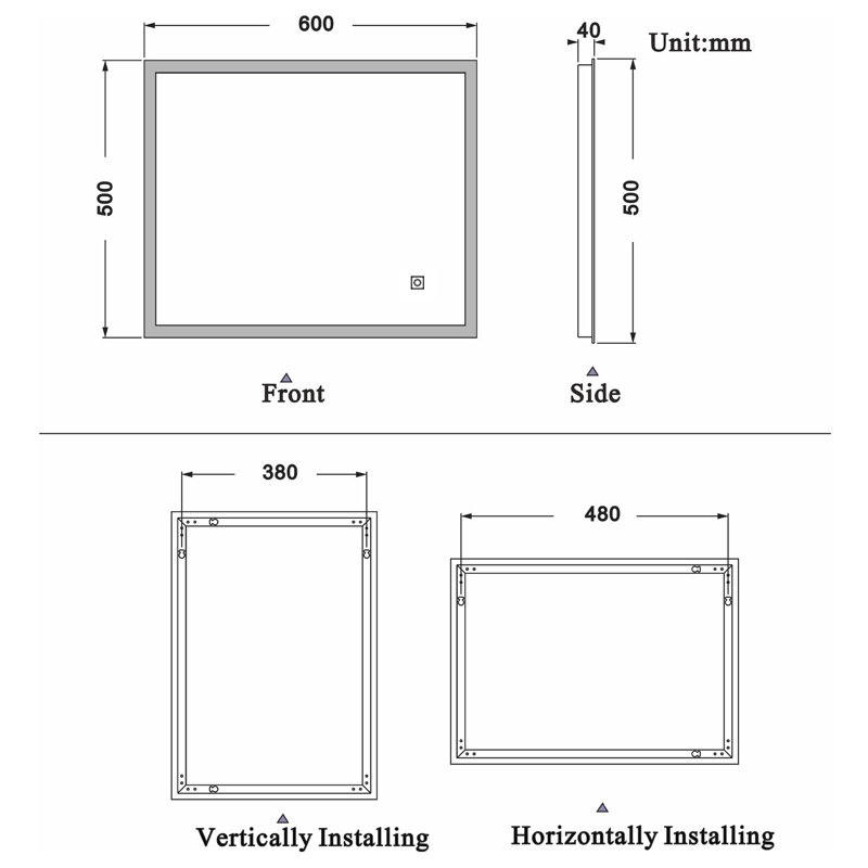 Clatie Rectangle Mirror, 60cm x 50cm