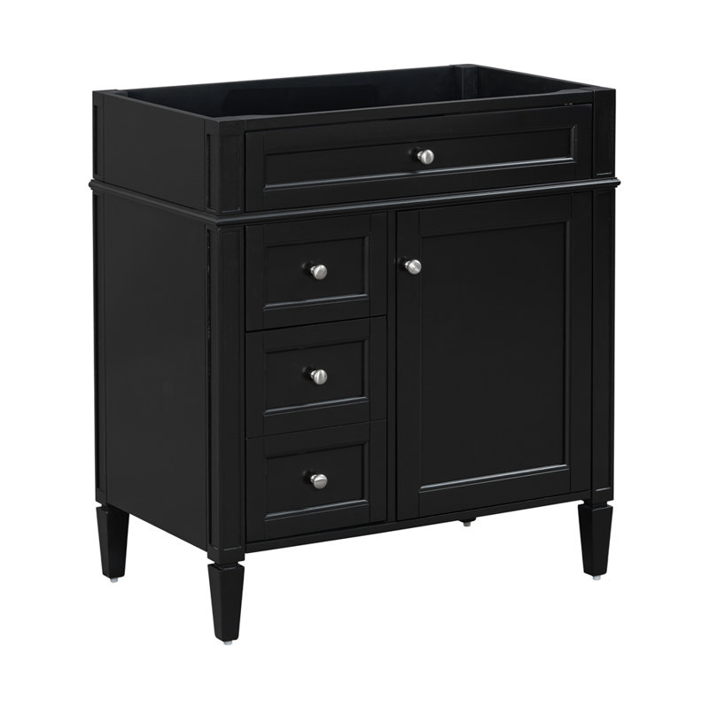 Armoire de rangement moderne avec 2 tiroirs et un tiroir basculant, Noir